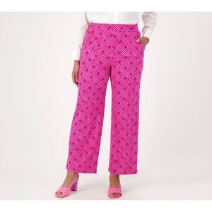 Turbie Twist Women's Pants Sz 2XS (XXS) Silky Ponte Printed Pull-On Pink A599549